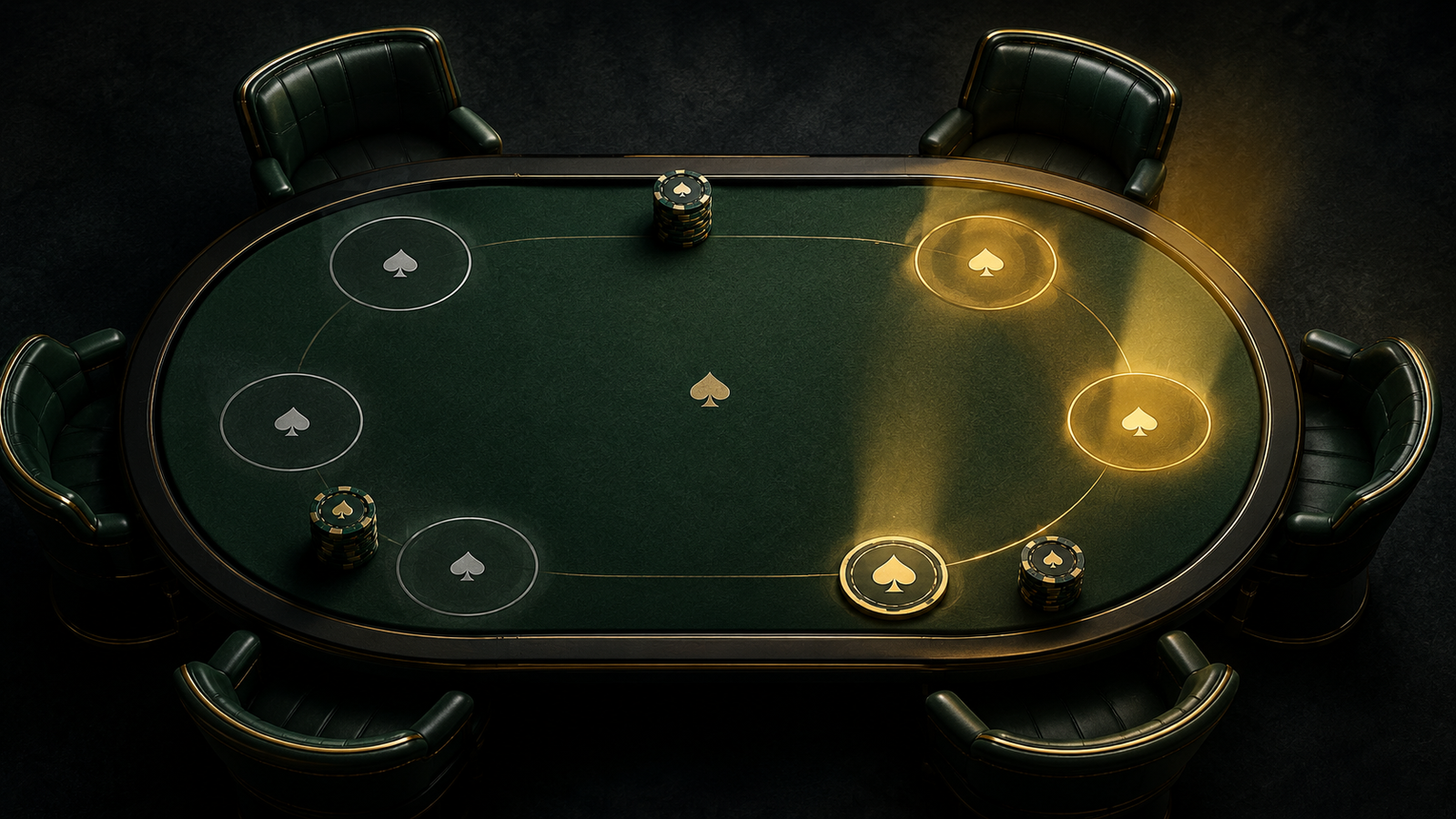 Mesa de poker con posiciones destacadas
